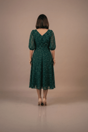 Emerald Green Printed Midi Dress