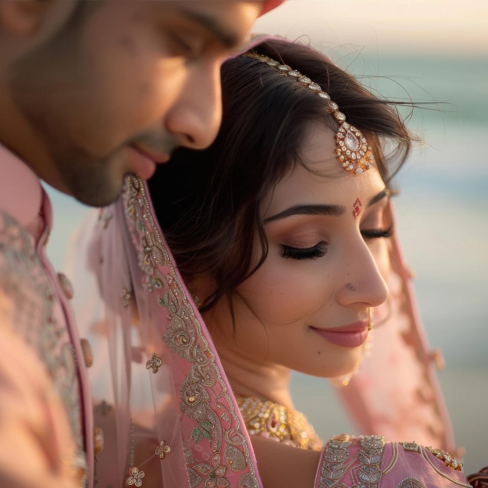 summer wedding outfit in pastel lehenga