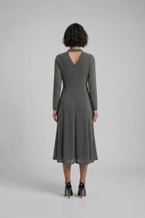 Black asymmetric gown with choker neck – Ivory by Radhika