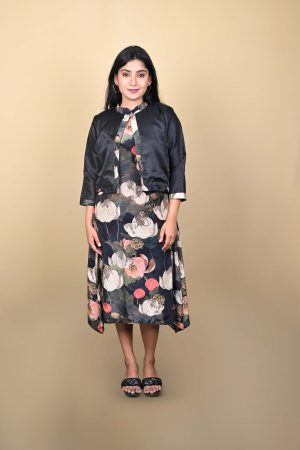Black Satin Cropped Jacket