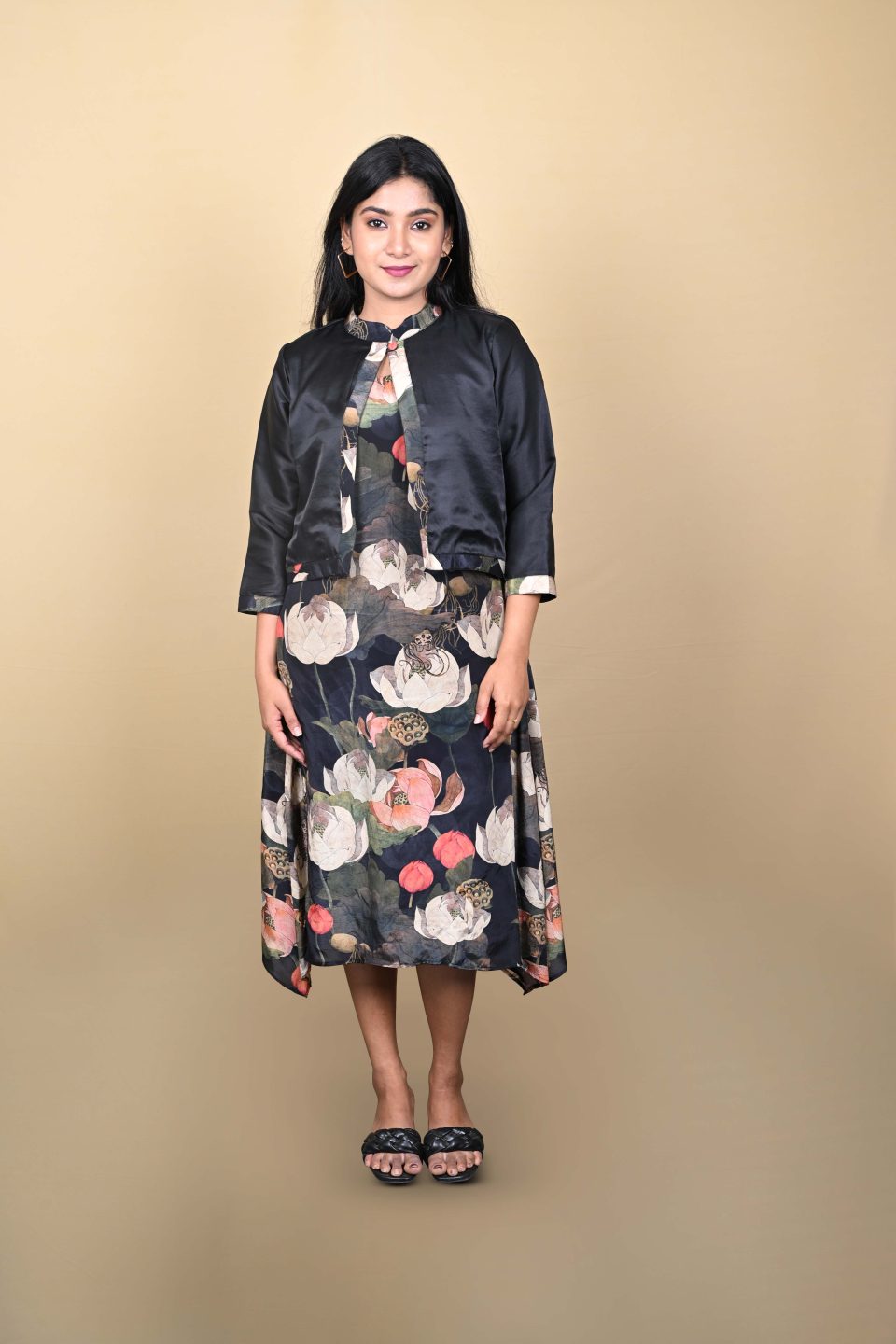 Black Satin Cropped Jacket