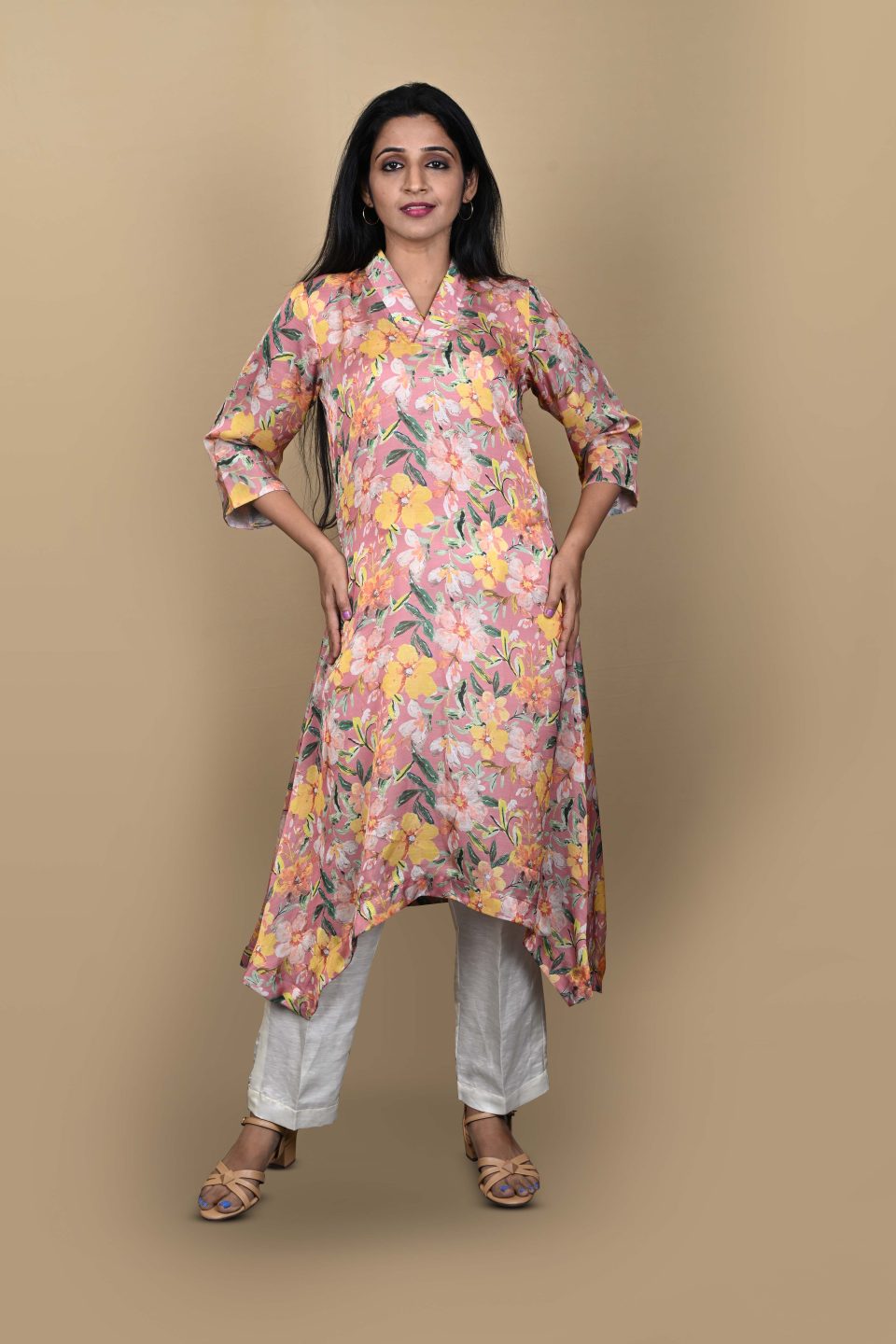 Peach Floral Kurta