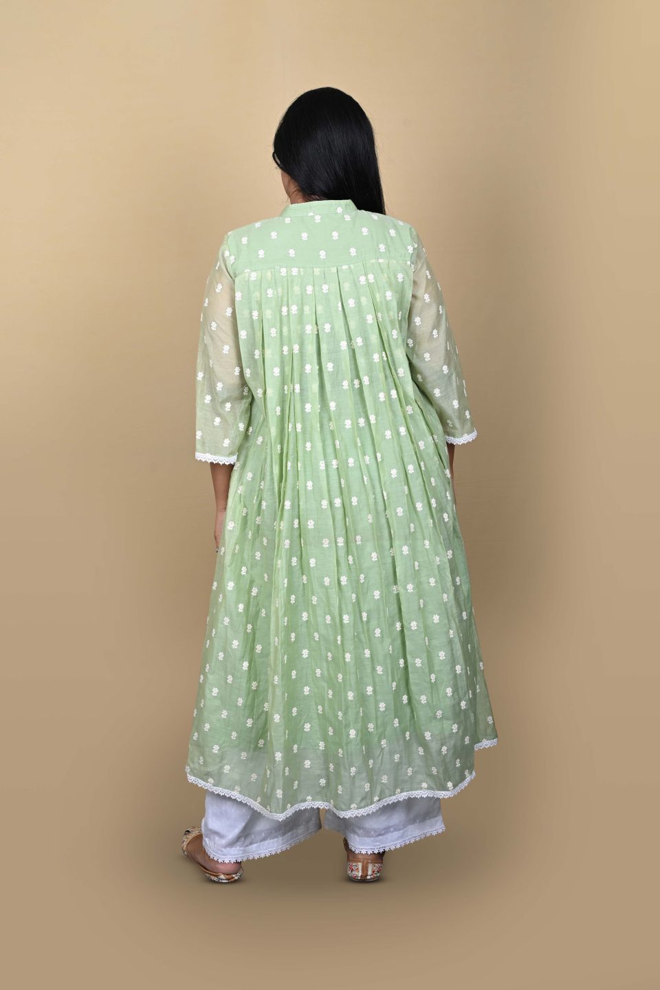 Green Kurta With White Palazzo