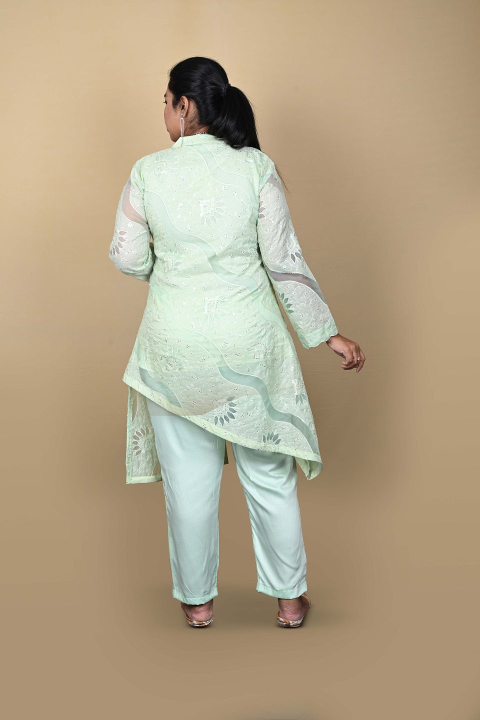 High-Low Organza Kurta Set