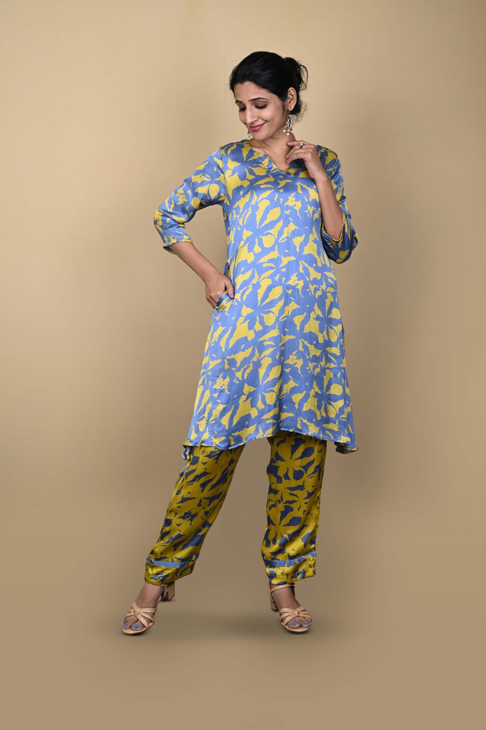 Yellow and blue abstract co-ord set