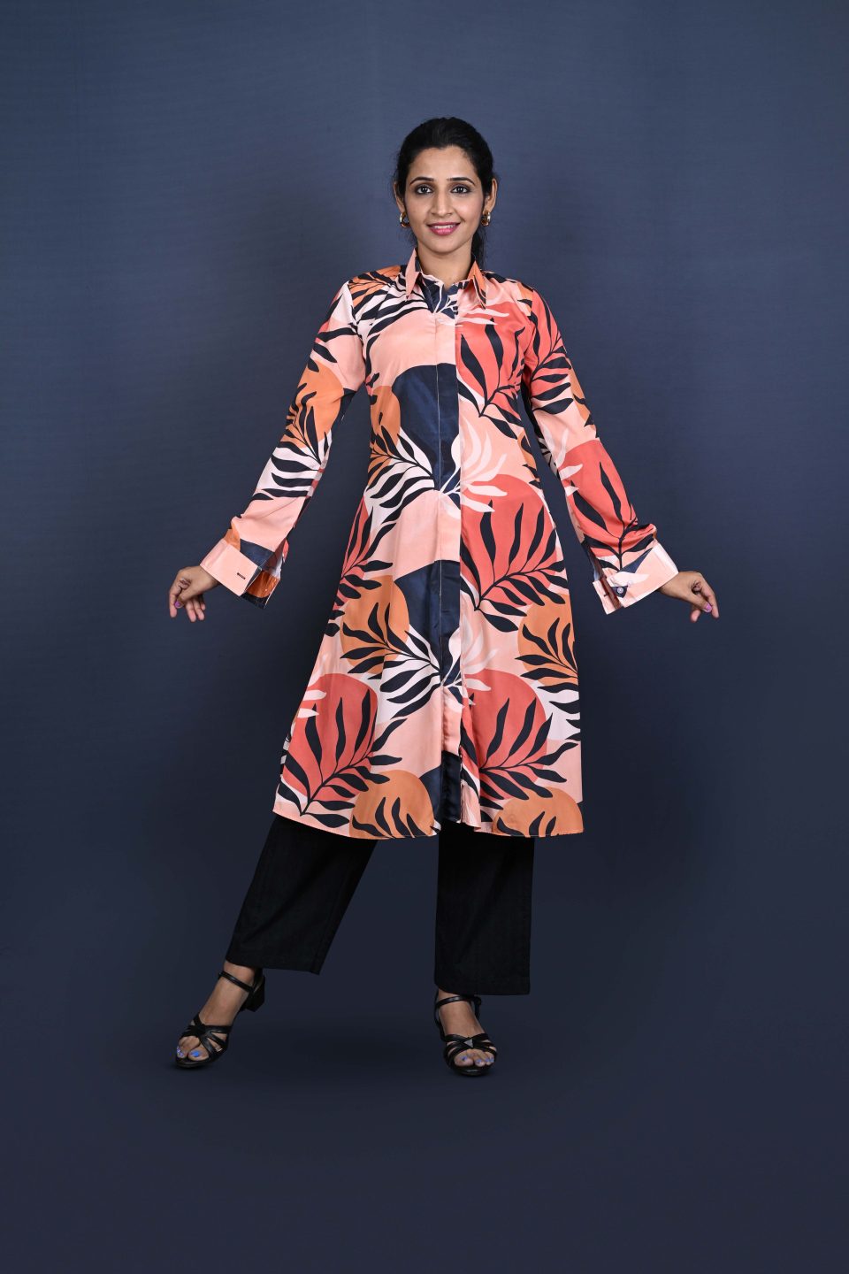 Leaf Pattern Long Shirt