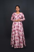 Mauve floral gown with sweetheart neckline – Ivory by Radhika