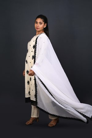 ivory and black Kurta Set