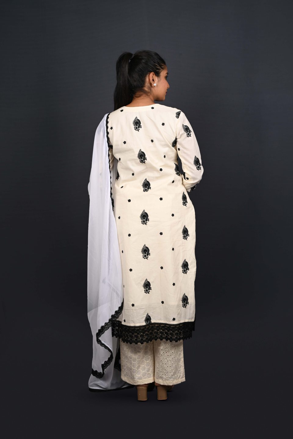 ivory and black Kurta Set