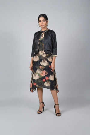 Black Satin Cropped Jacket