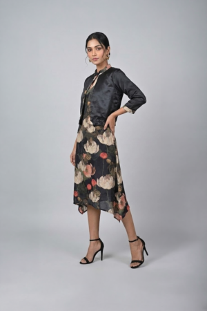 Black Satin Cropped Jacket