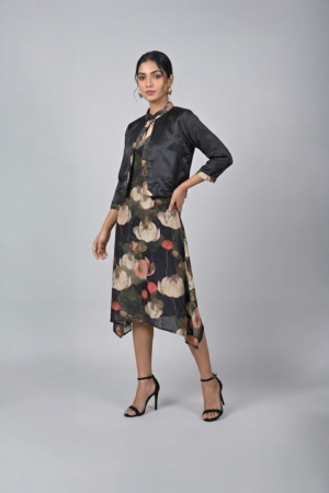 Black Satin Cropped Jacket