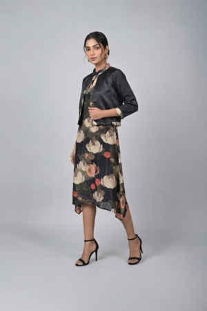 Black Satin Cropped Jacket