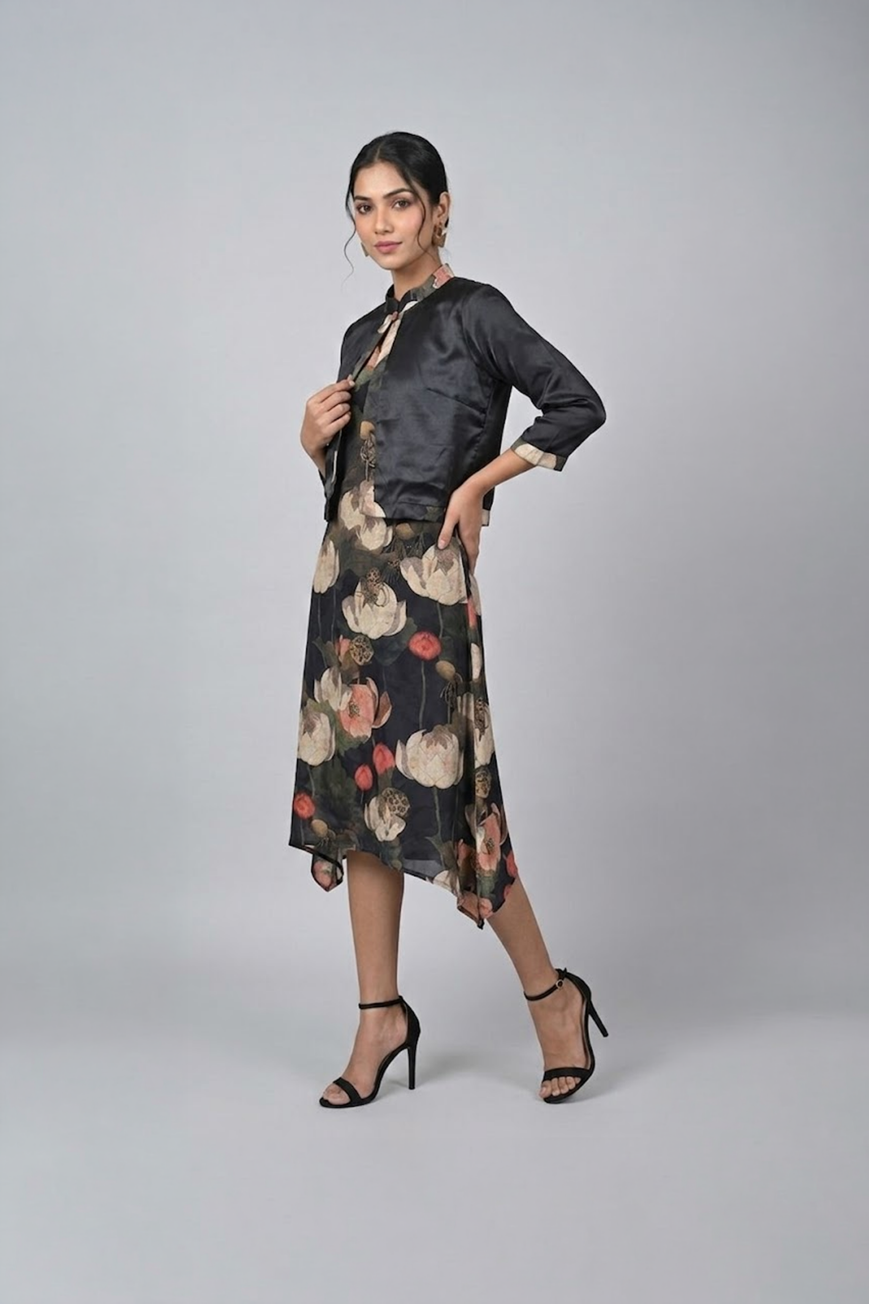Black Satin Cropped Jacket