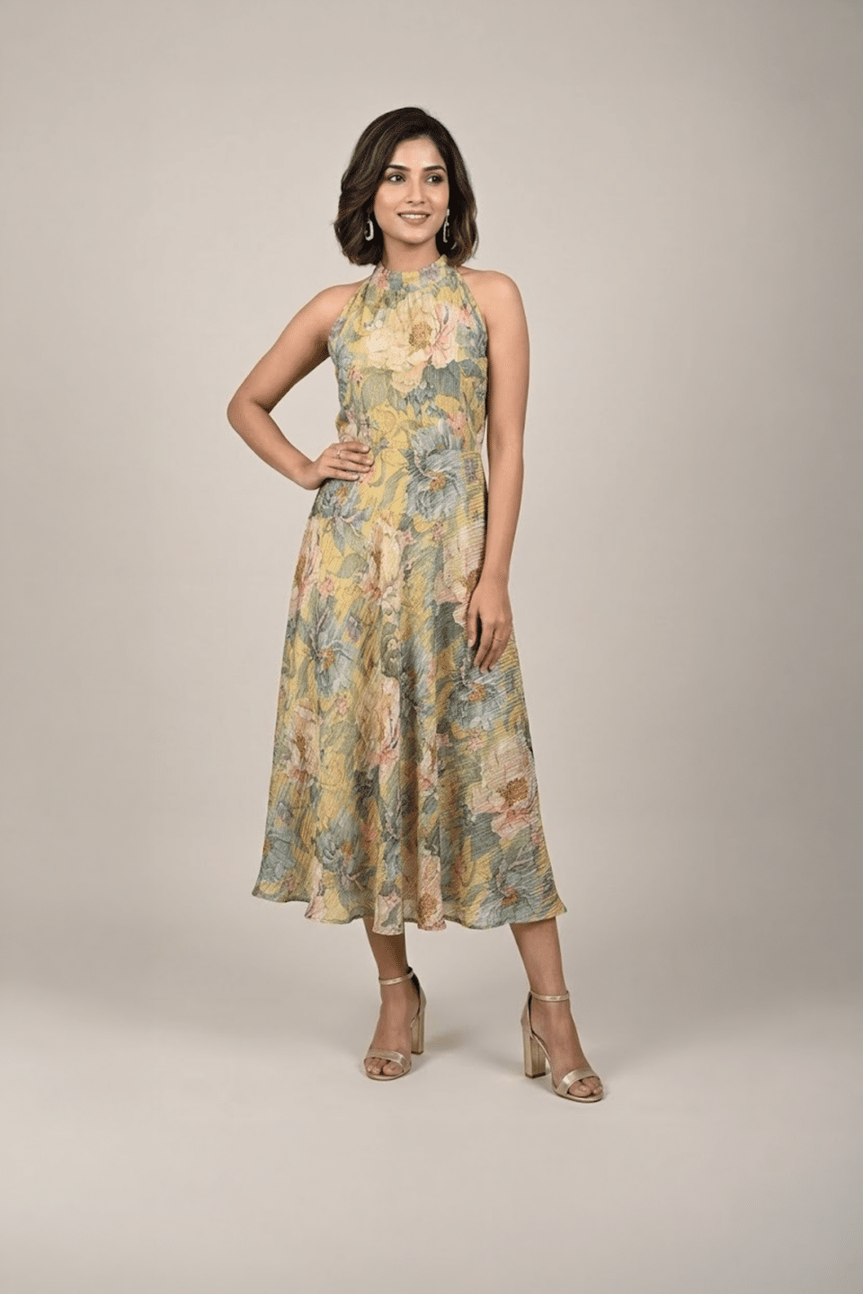 Floral Halter Midi Dress