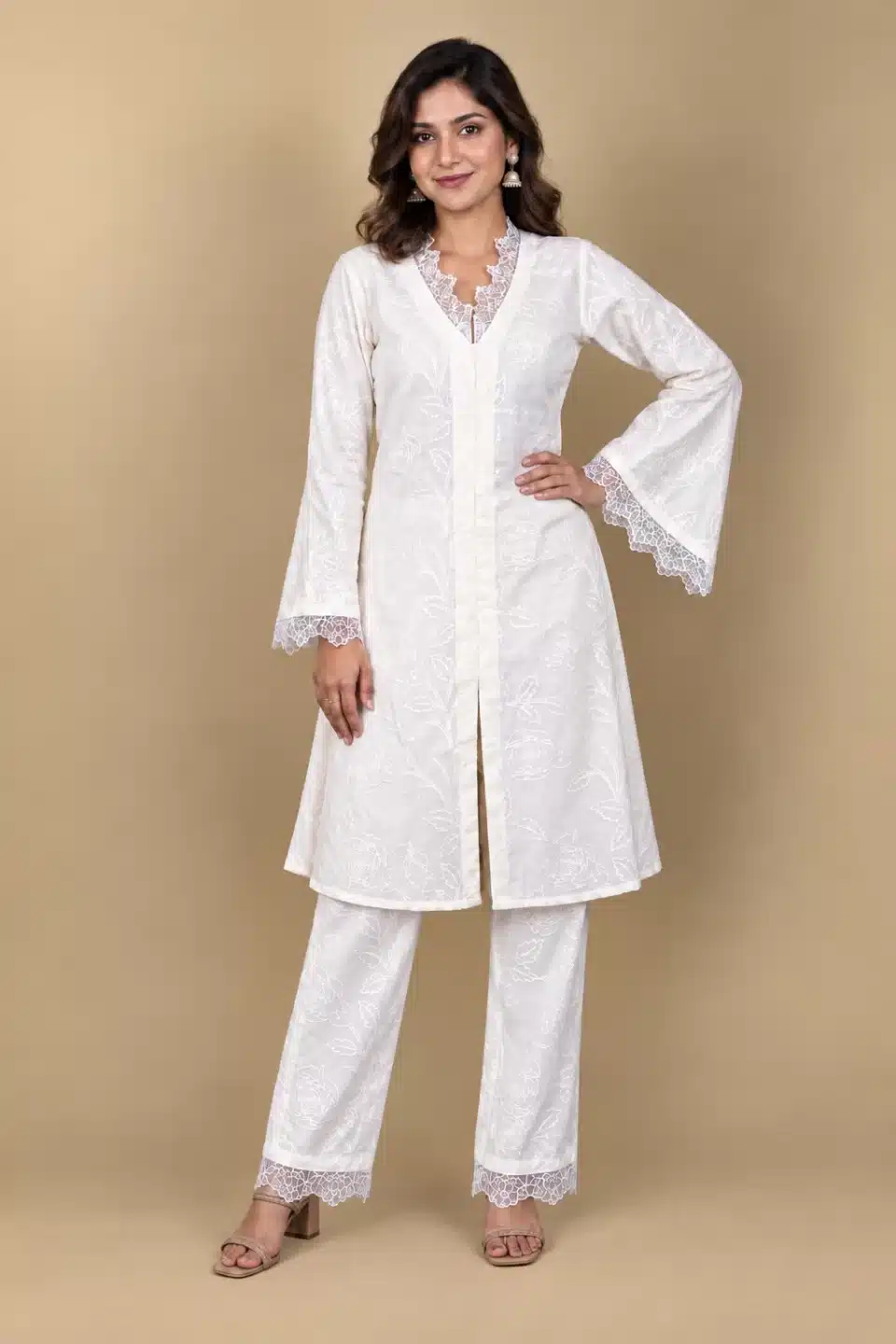 Ivory Floral Kurta Set