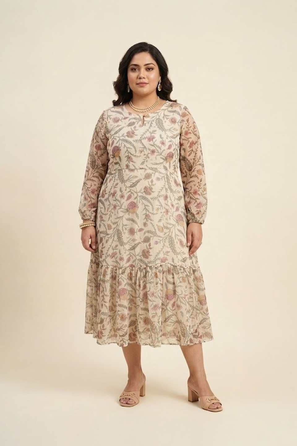 Floral Tiered Midi Dress