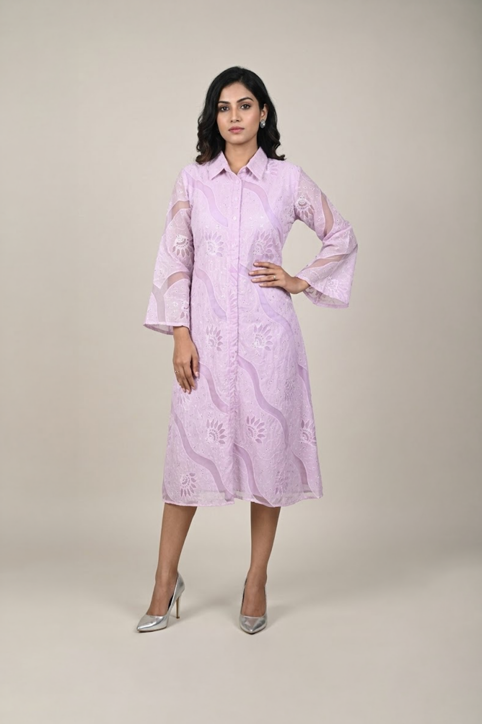 Lavender Shirt-Style Dress
