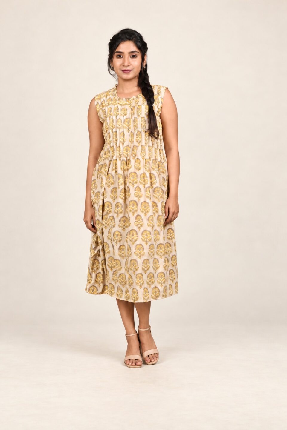 Yellow Block Print Dress