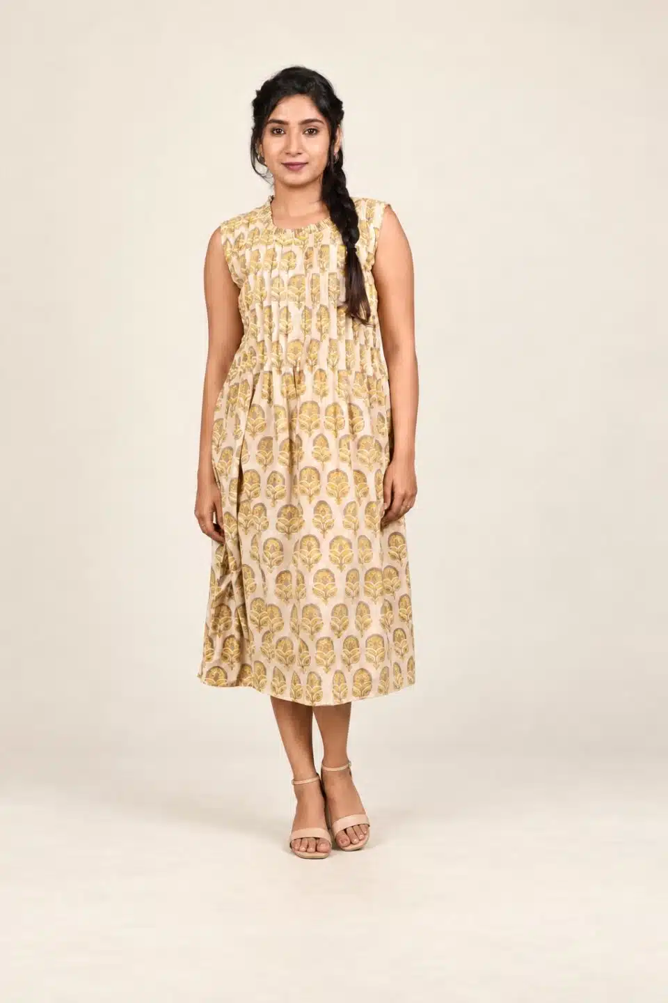 Yellow Block Print Dress