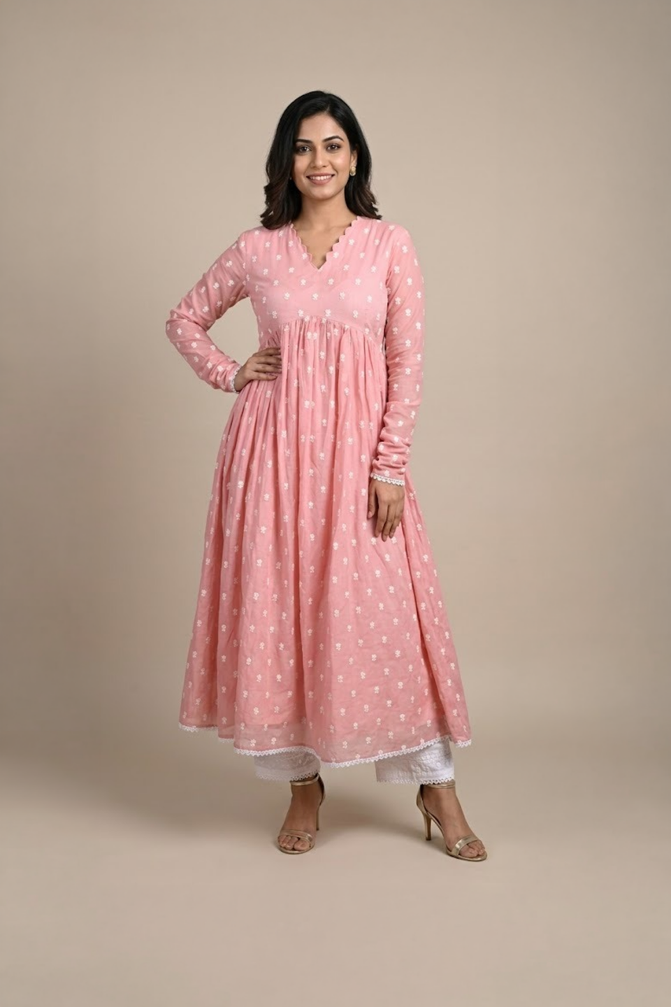 Dusty Pink Embroidered Anarkali