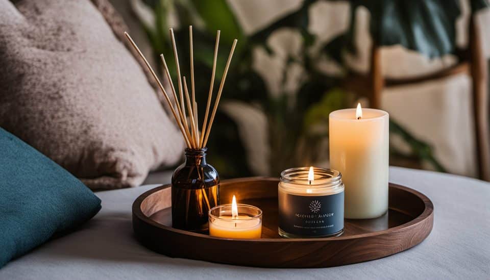 cozy morning routine with candle and coffee