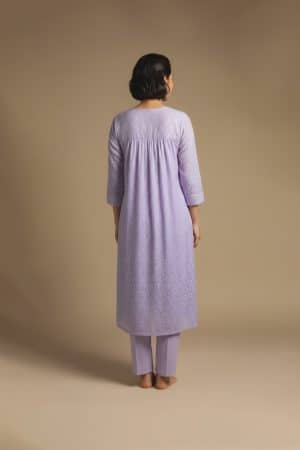 lilac cotton kurta set for women front view