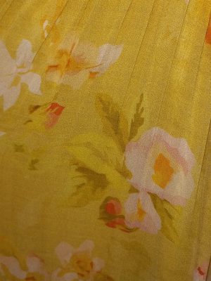 Pastel yellow floral tiered maxi dress with flutter sleeves