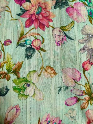 Floral high low dress for women with V-neck and 3/4 sleeves, front view.