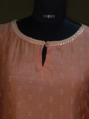 peach cotton kurta set for women front view