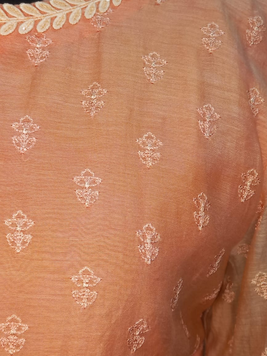 peach cotton kurta set for women front view