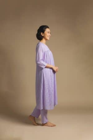 lilac cotton kurta set for women front view