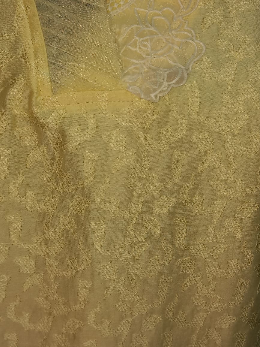 golden jacquard straight kurta for women front view