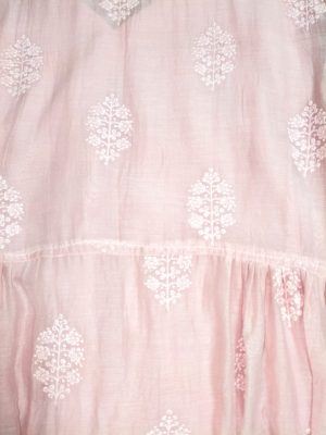 blush pink embroidered cotton midi dress front view on model – Ivory by Radhika