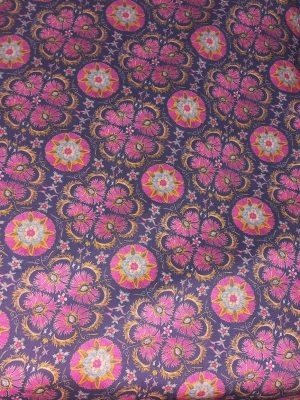 “Magenta printed maxi dress for women – long cotton floral maxi with V-neckline and flared hem by Ivory by Radhika.”