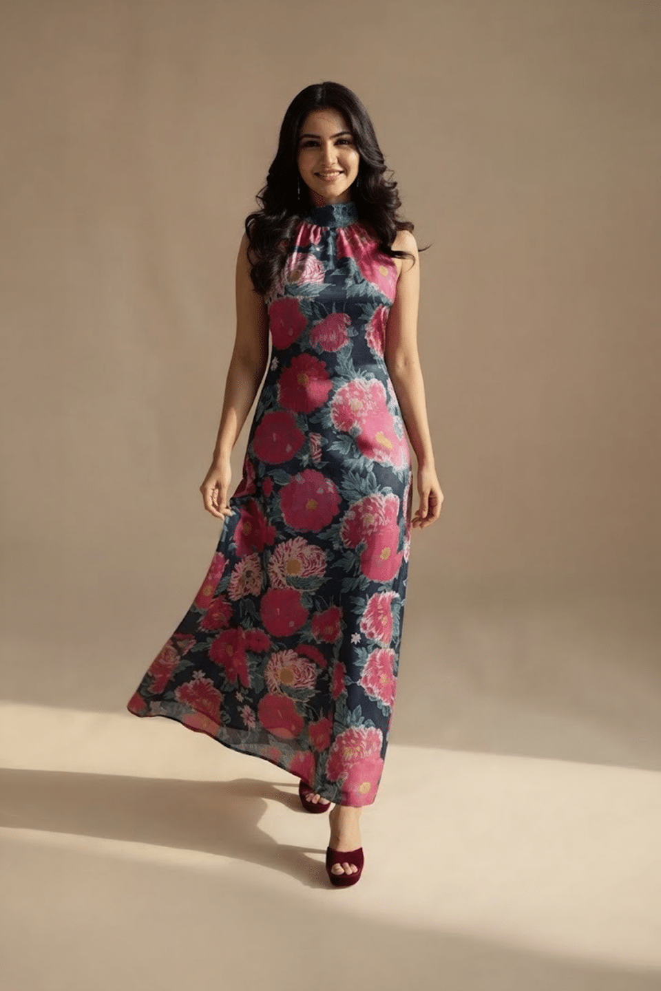 Navy Floral Maxi Dress