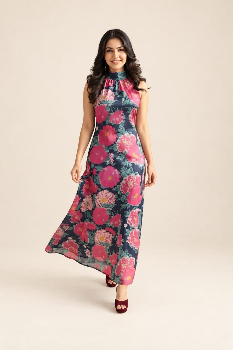 Navy Floral Maxi Dress