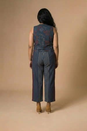 Ajrakh Handloom printed tunic with striped pants