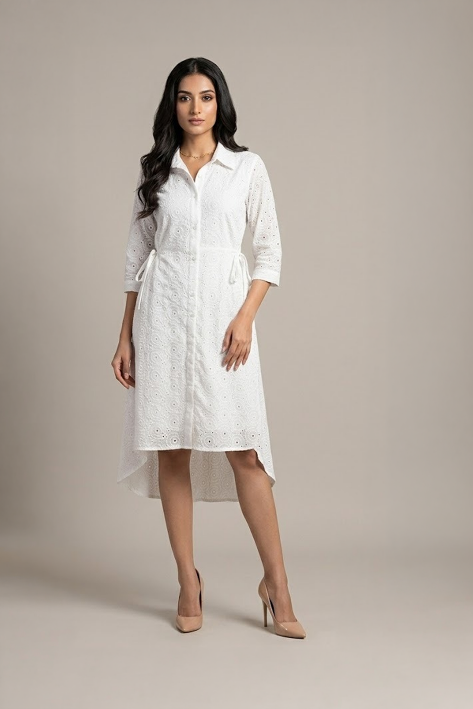 White Cotton Shirt Dress