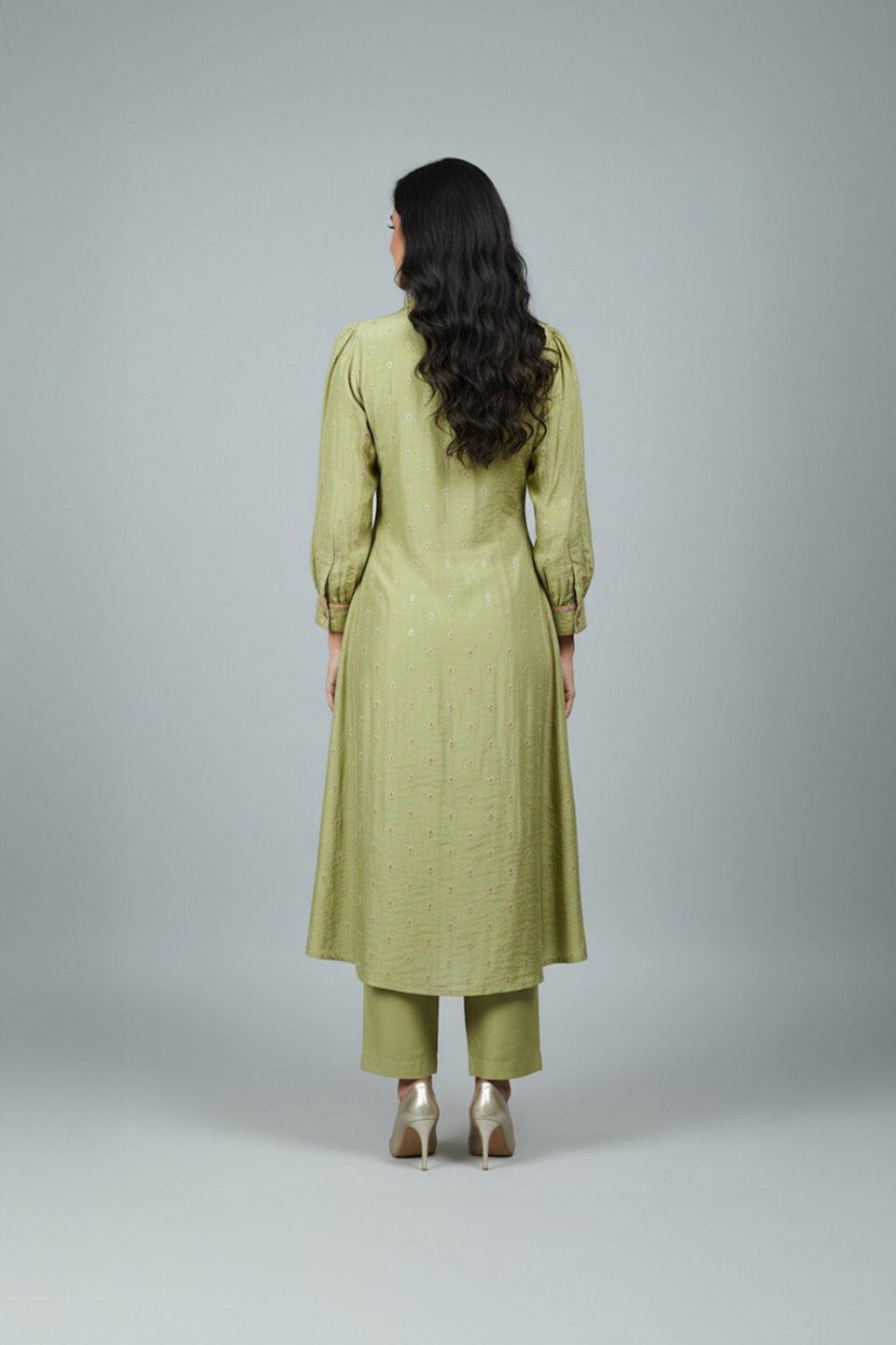 straight fit olive green kurta with pants