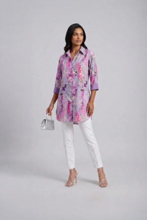 Lavender printed kurta for women