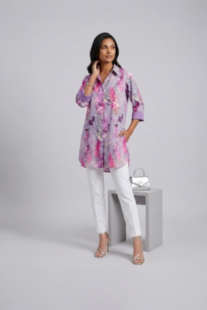 Lavender printed kurta for women