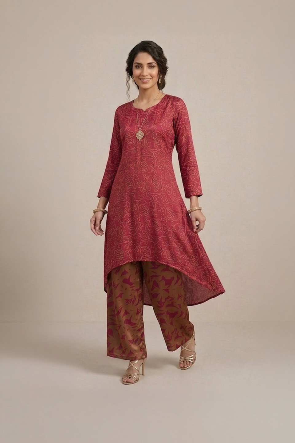 Maroon Modal Silk Set