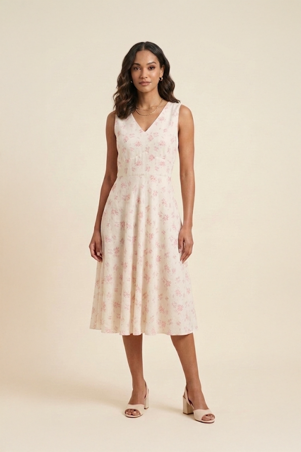 Blush floral midi dress for women by Ivory by Radhika