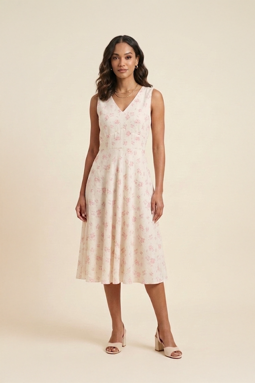 Blush floral midi dress for women by Ivory by Radhika