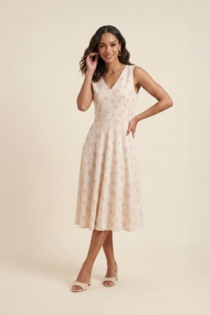 Blush floral midi dress for women by Ivory by Radhika