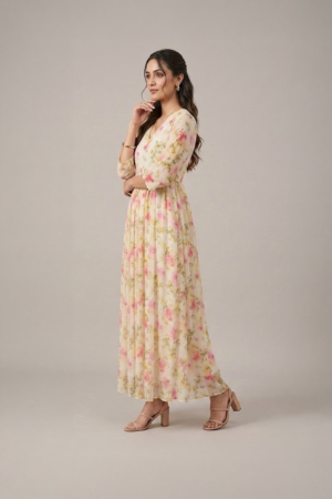 floral chiffon midi dress for women