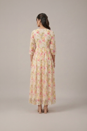 floral chiffon midi dress for women