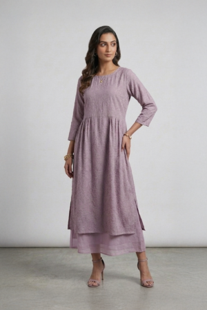 Lilac layered maxi dress for women by Ivory by Radhika