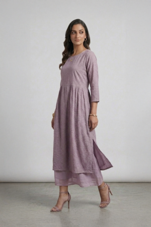 Lilac layered maxi dress for women by Ivory by Radhika